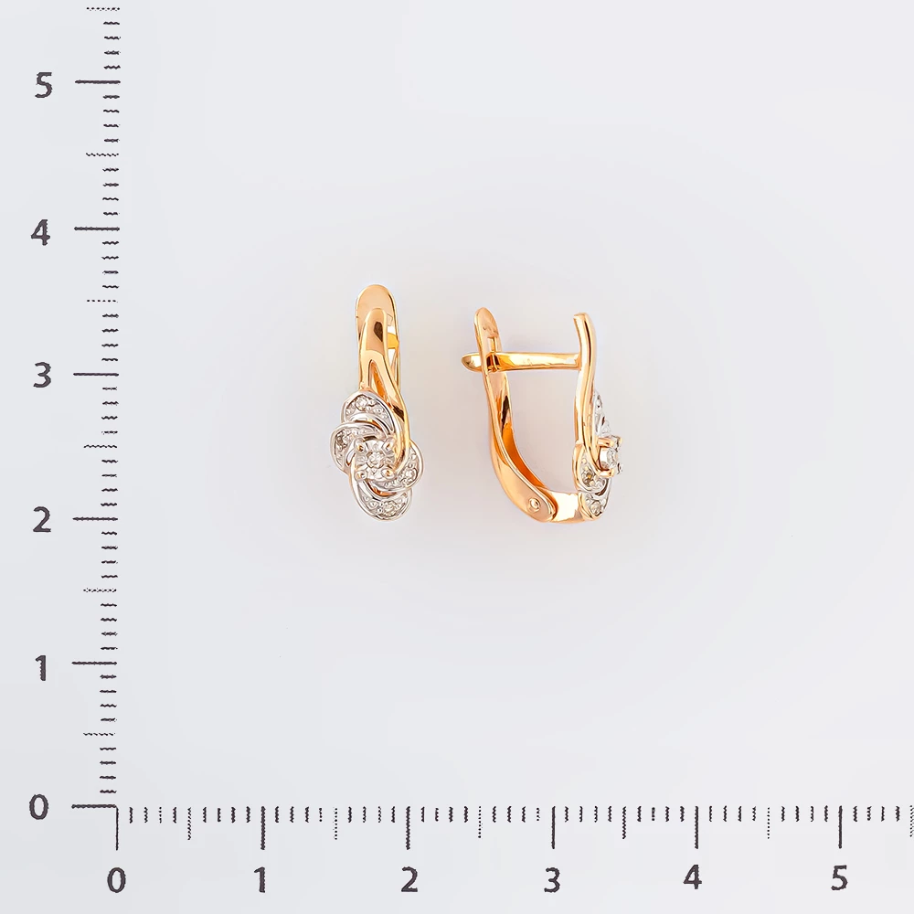 Серьги с бриллиантом из красного золота 585 пробы