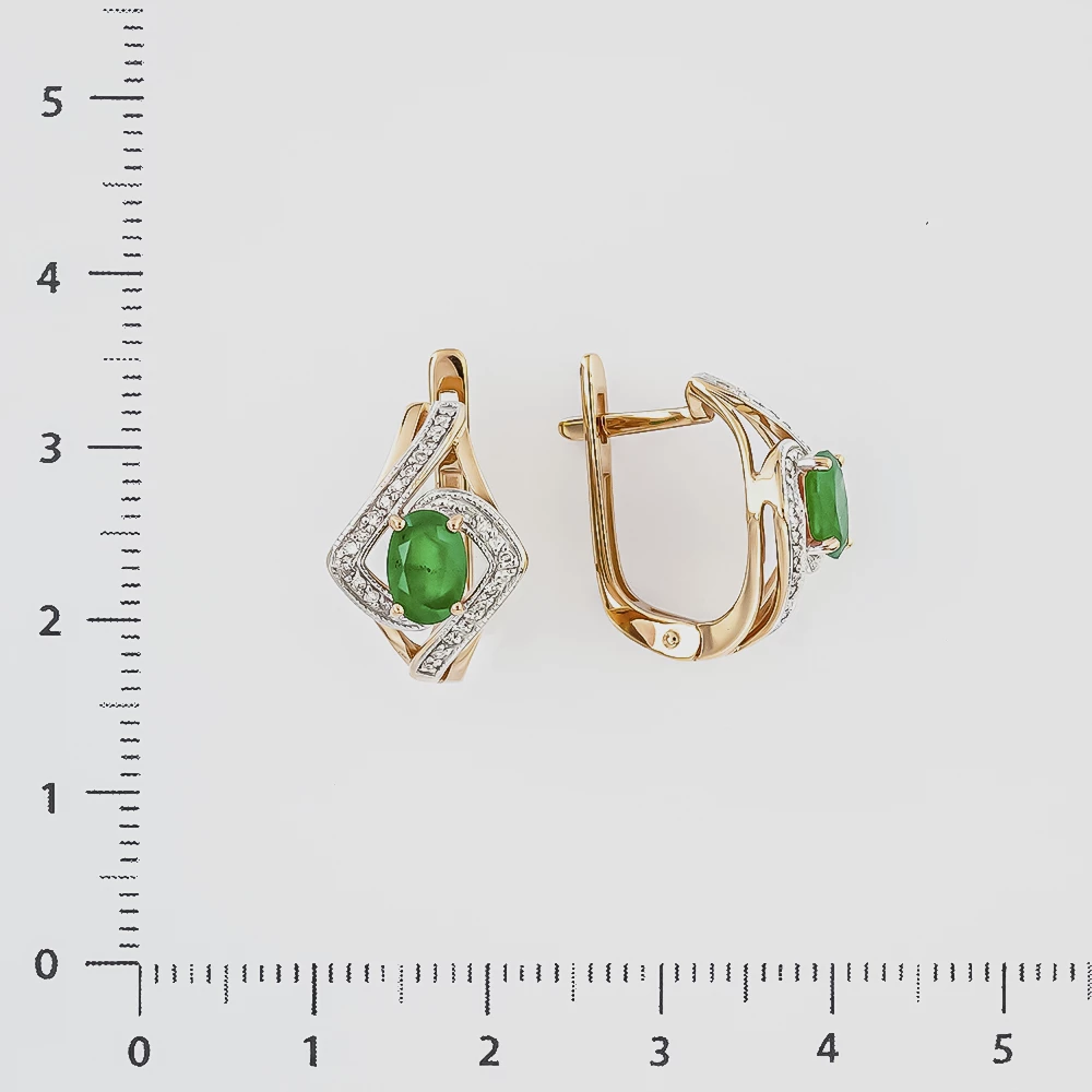 Серьги с изумрудом из желтого золота 585 пробы