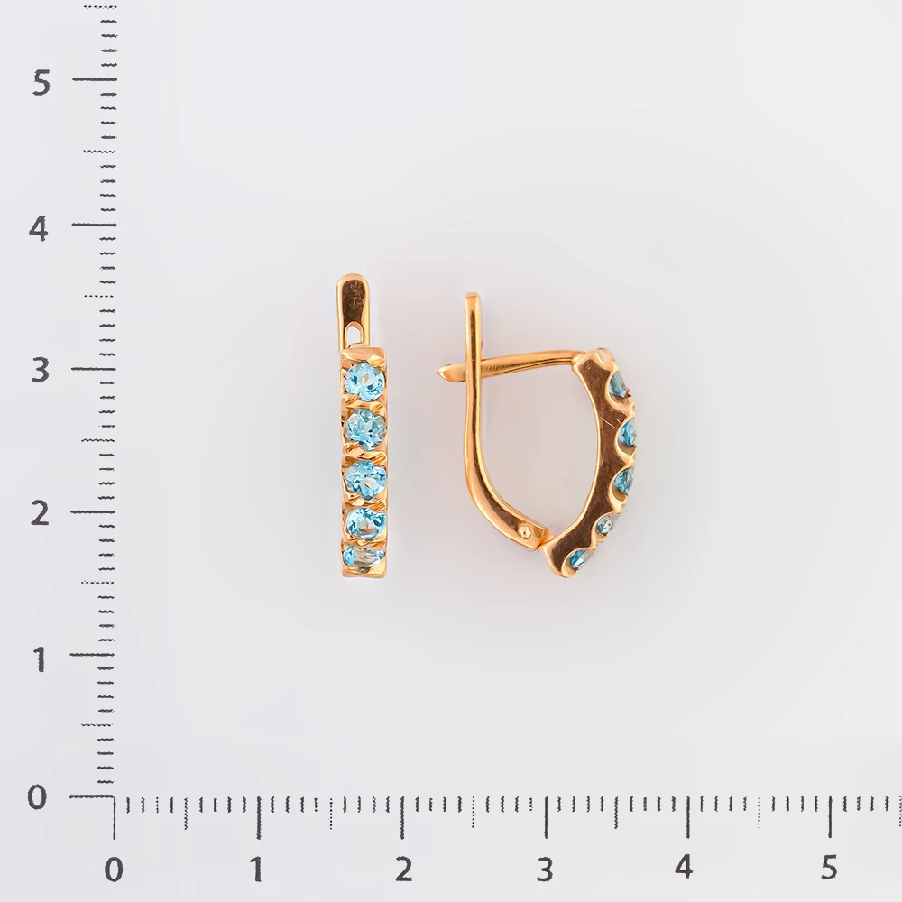 Серьги с топазом из красного золота 585 пробы