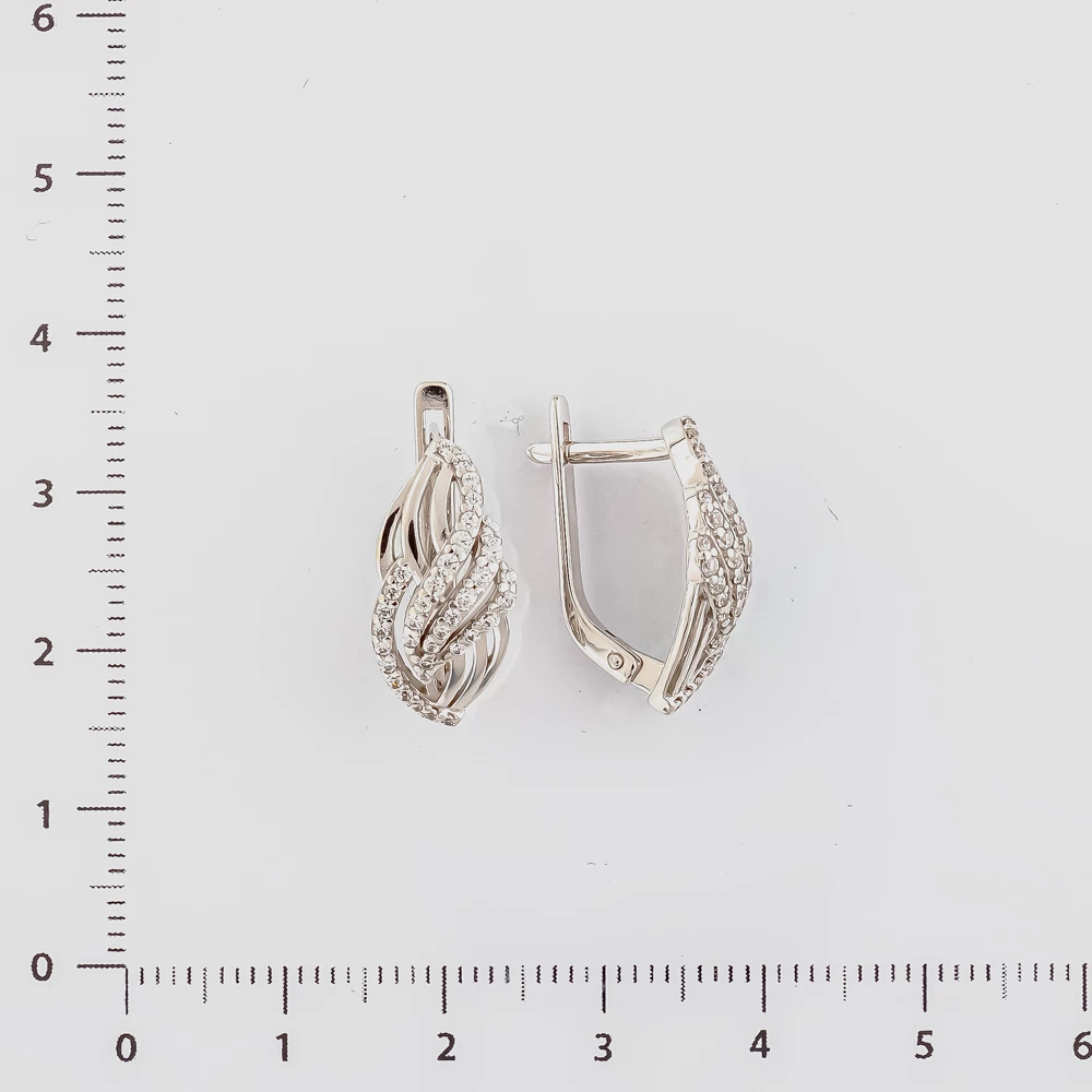 Серьги с фианитом из белого золота 585 пробы