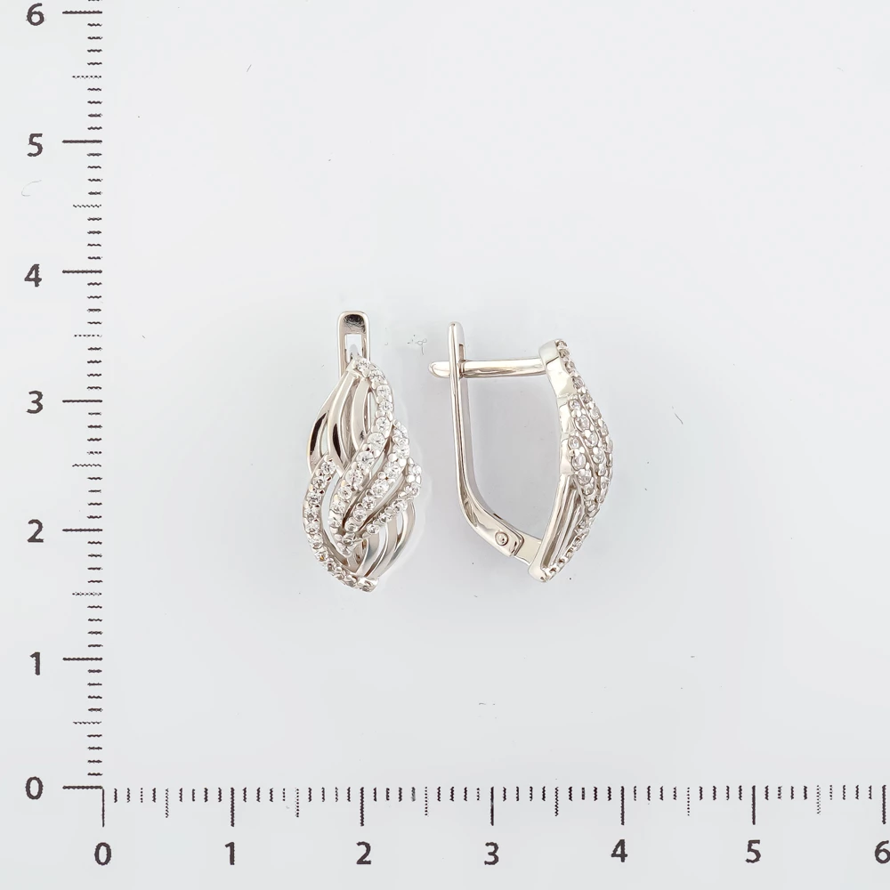Серьги с фианитом из белого золота 585 пробы