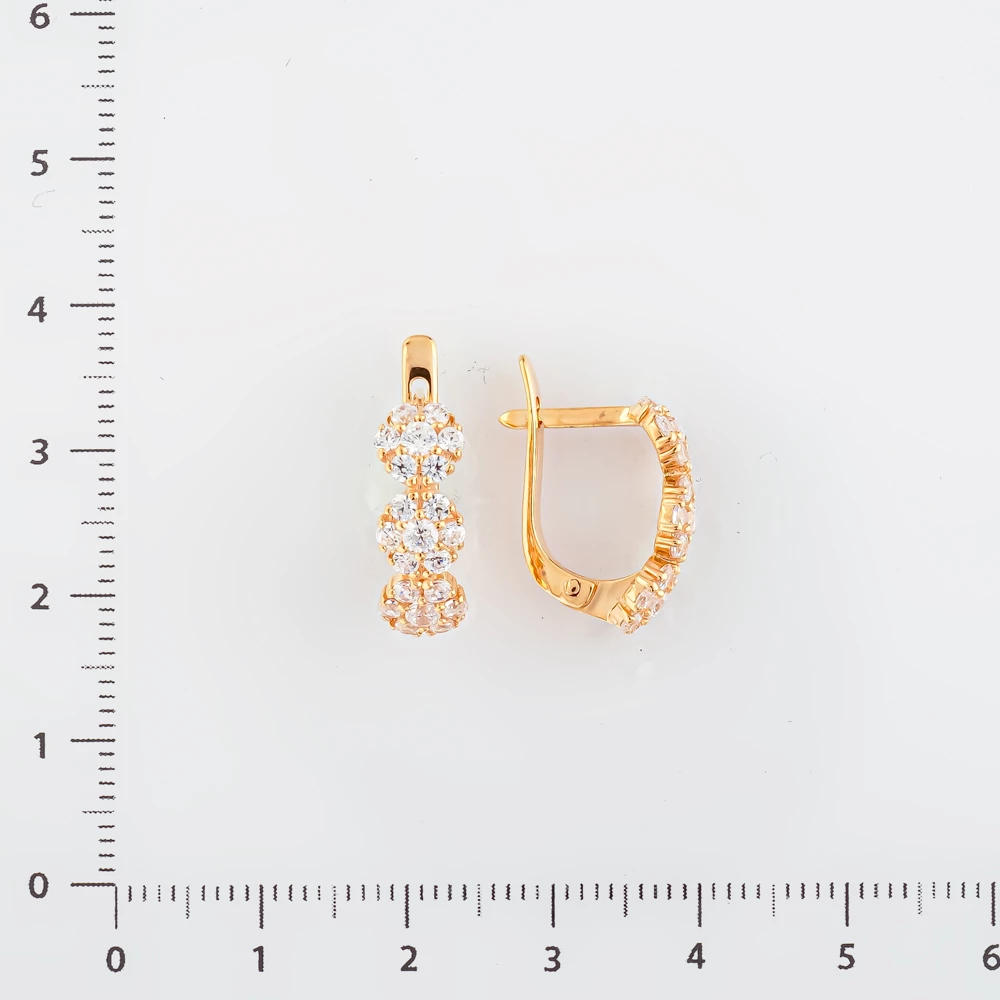 Серьги с фианитом из красного золота 585 пробы