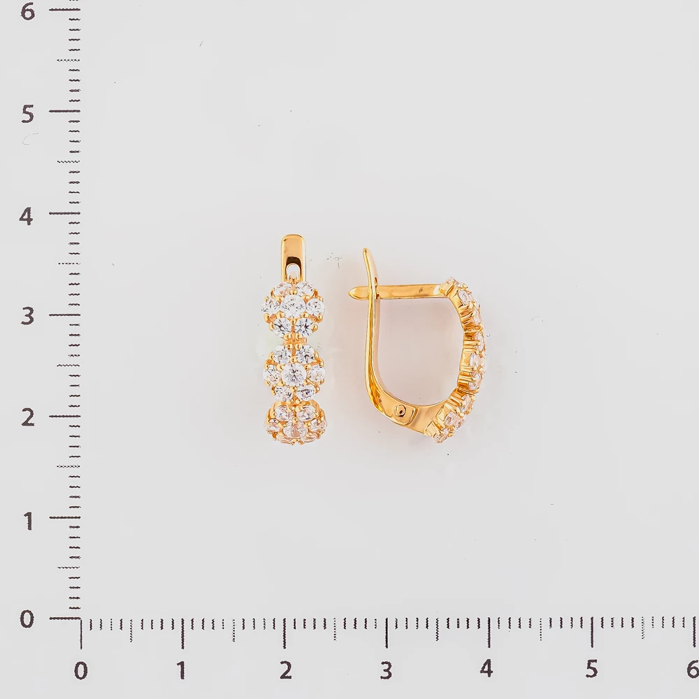 Серьги с фианитом из красного золота 585 пробы
