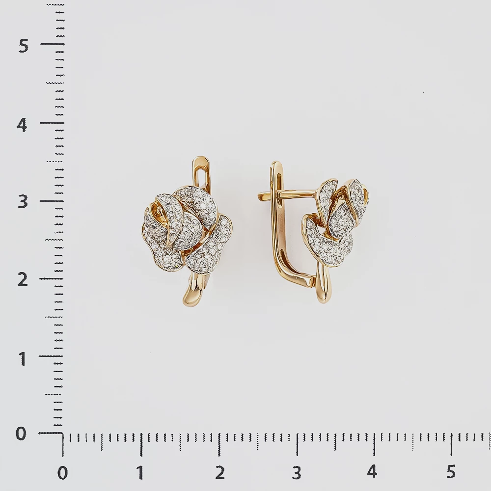 Серьги с бриллиантом из красного золота 585 пробы