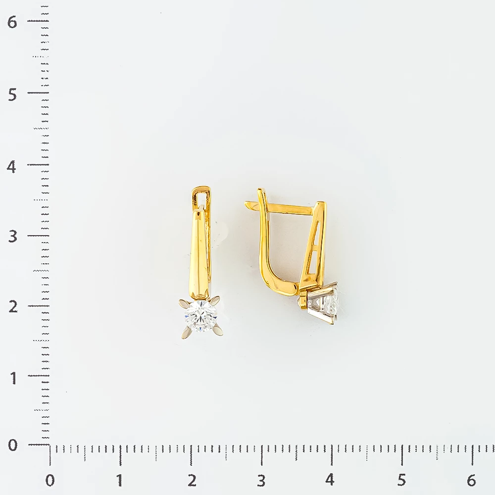 Серьги с фианитом из желтого золота 585 пробы