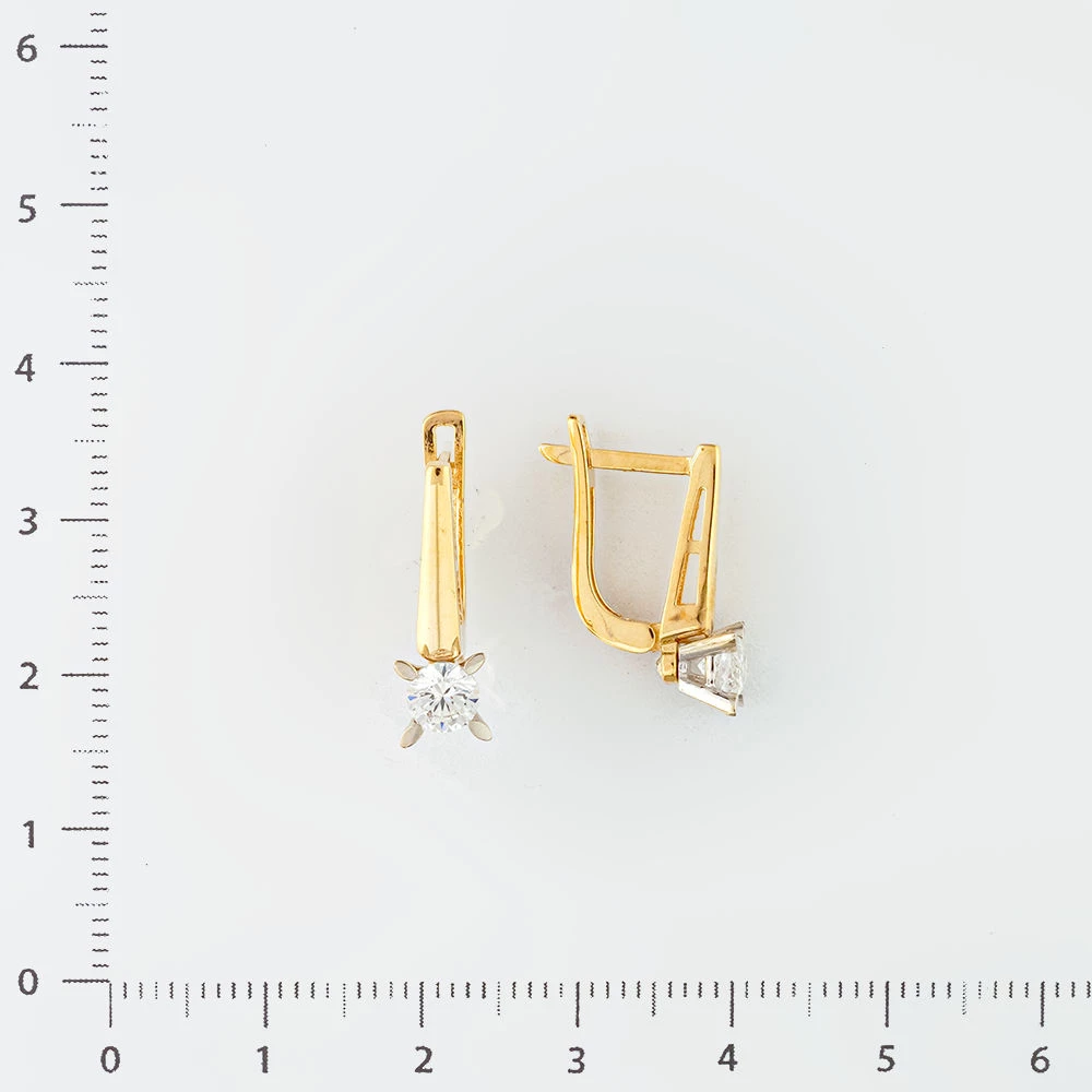 Серьги с фианитом из желтого золота 585 пробы