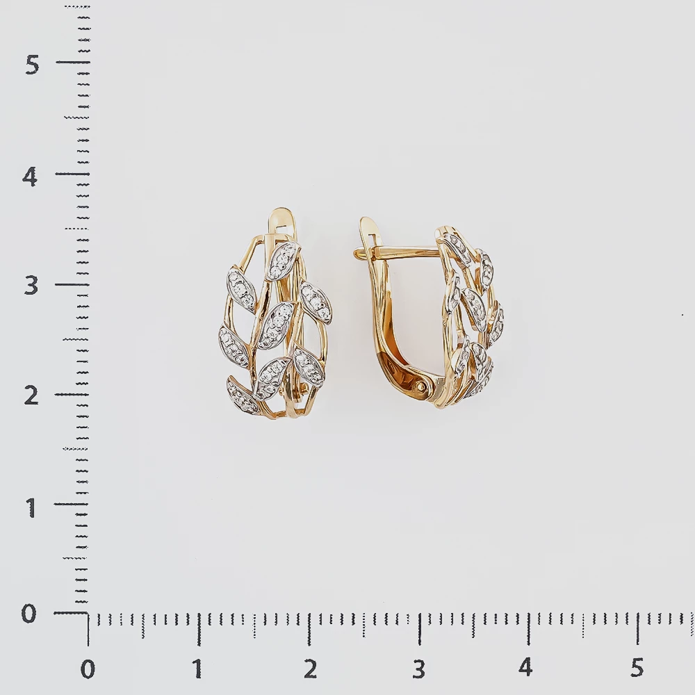 Серьги с фианитом из красного золота 585 пробы