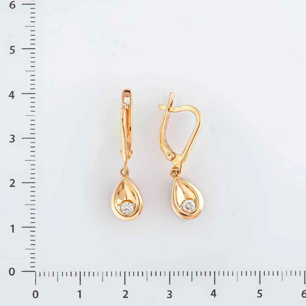 Серьги с бриллиантом из красного золота 585 пробы