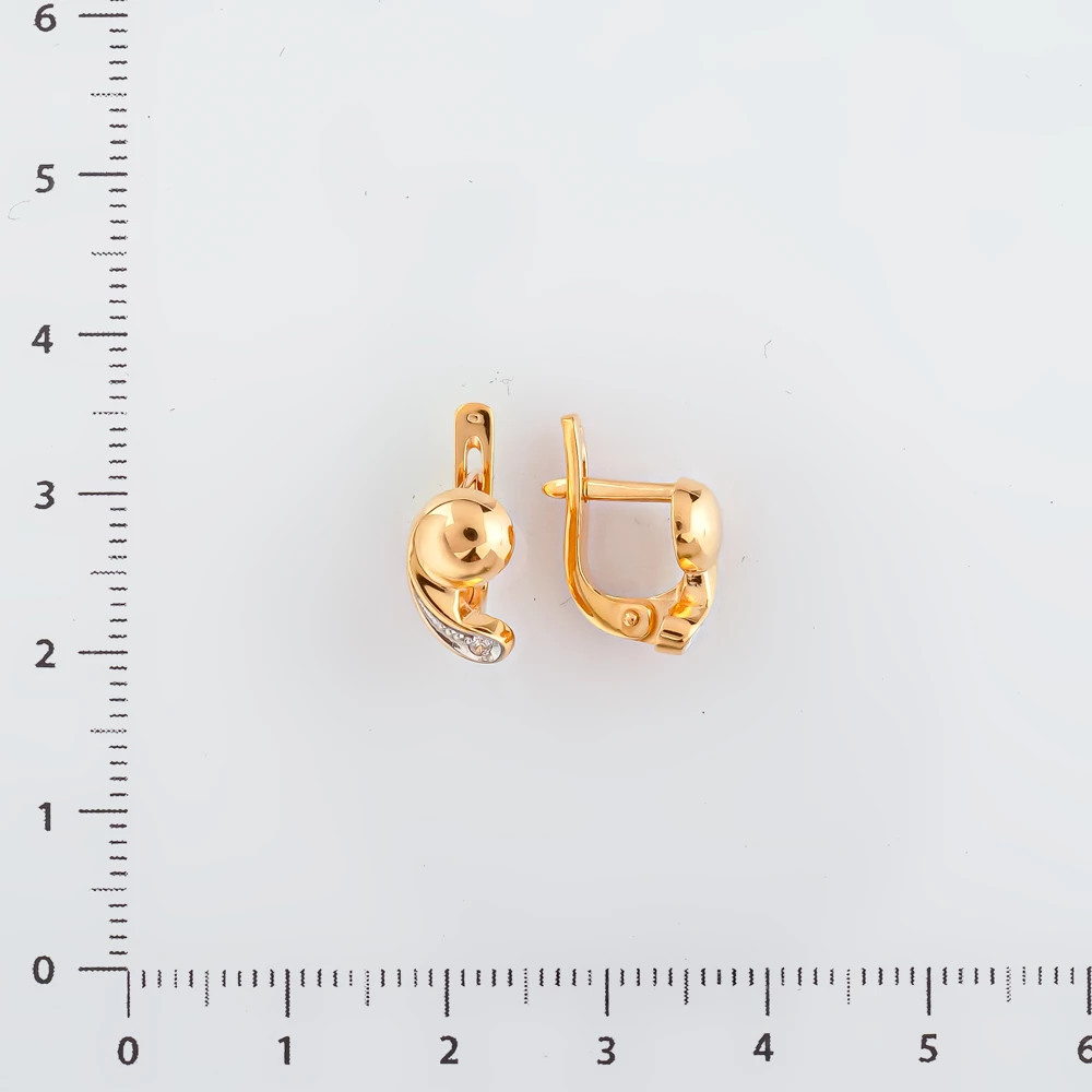 Серьги с фианитом из красного золота 585 пробы