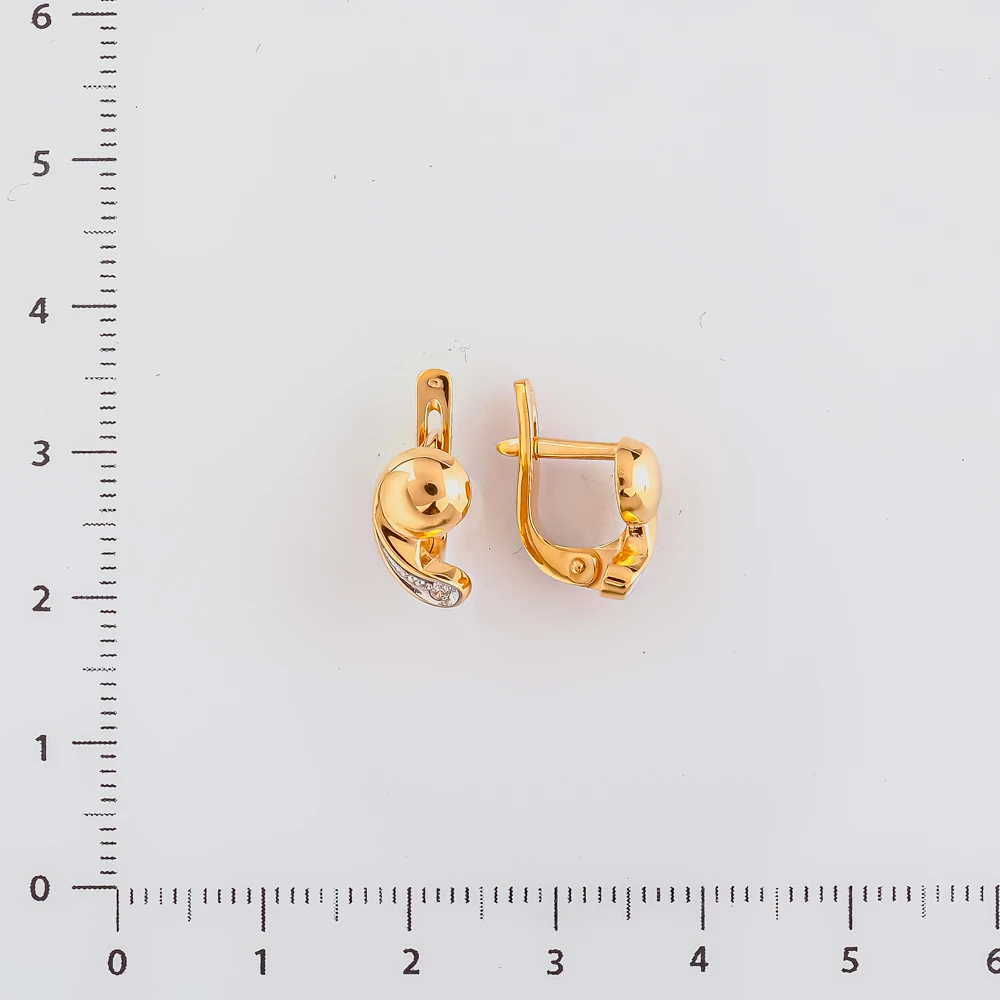 Серьги с фианитом из красного золота 585 пробы