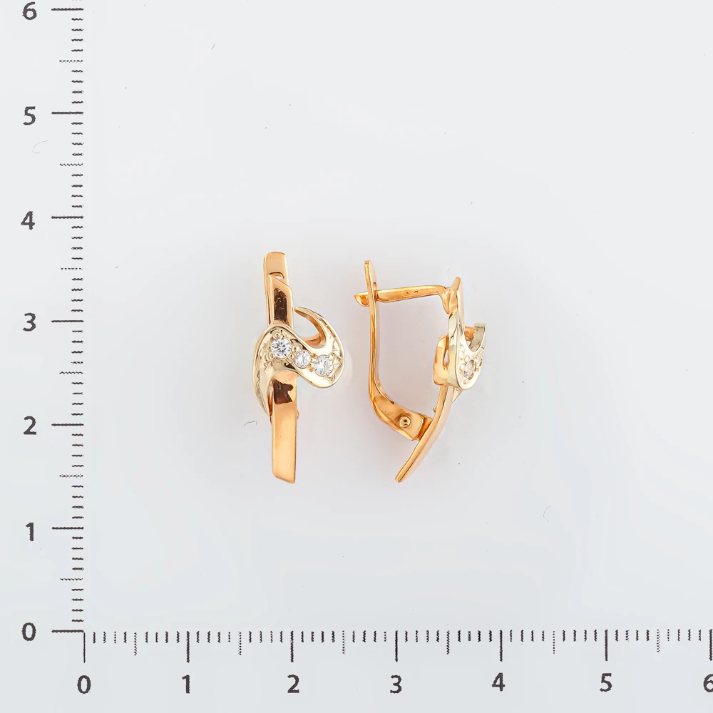 Серьги с фианитом из красного золота 585 пробы