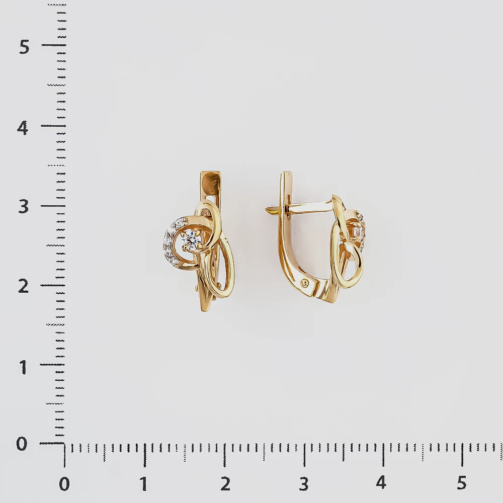 Серьги с фианитом из красного золота 585 пробы