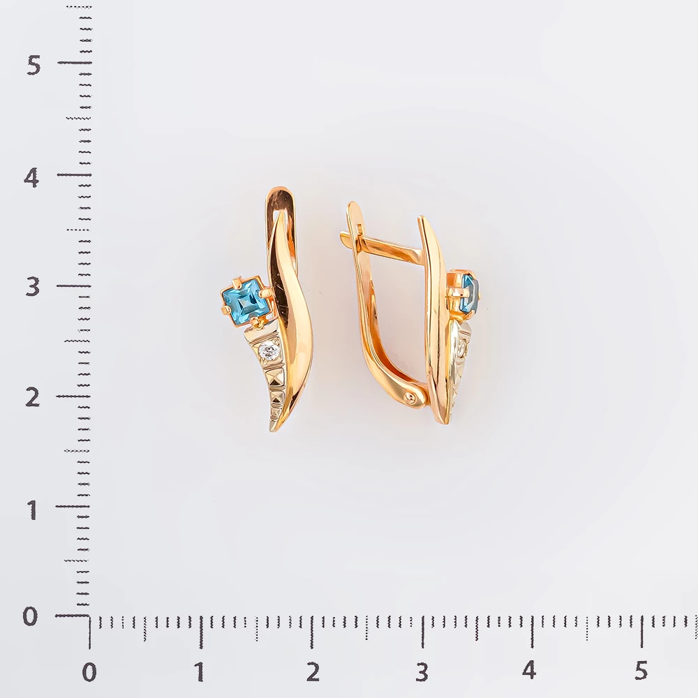 Серьги с топазом из красного золота 585 пробы