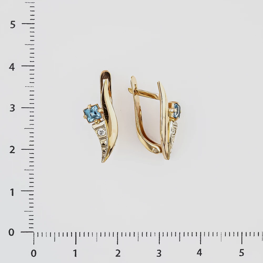 Серьги с топазом из красного золота 585 пробы