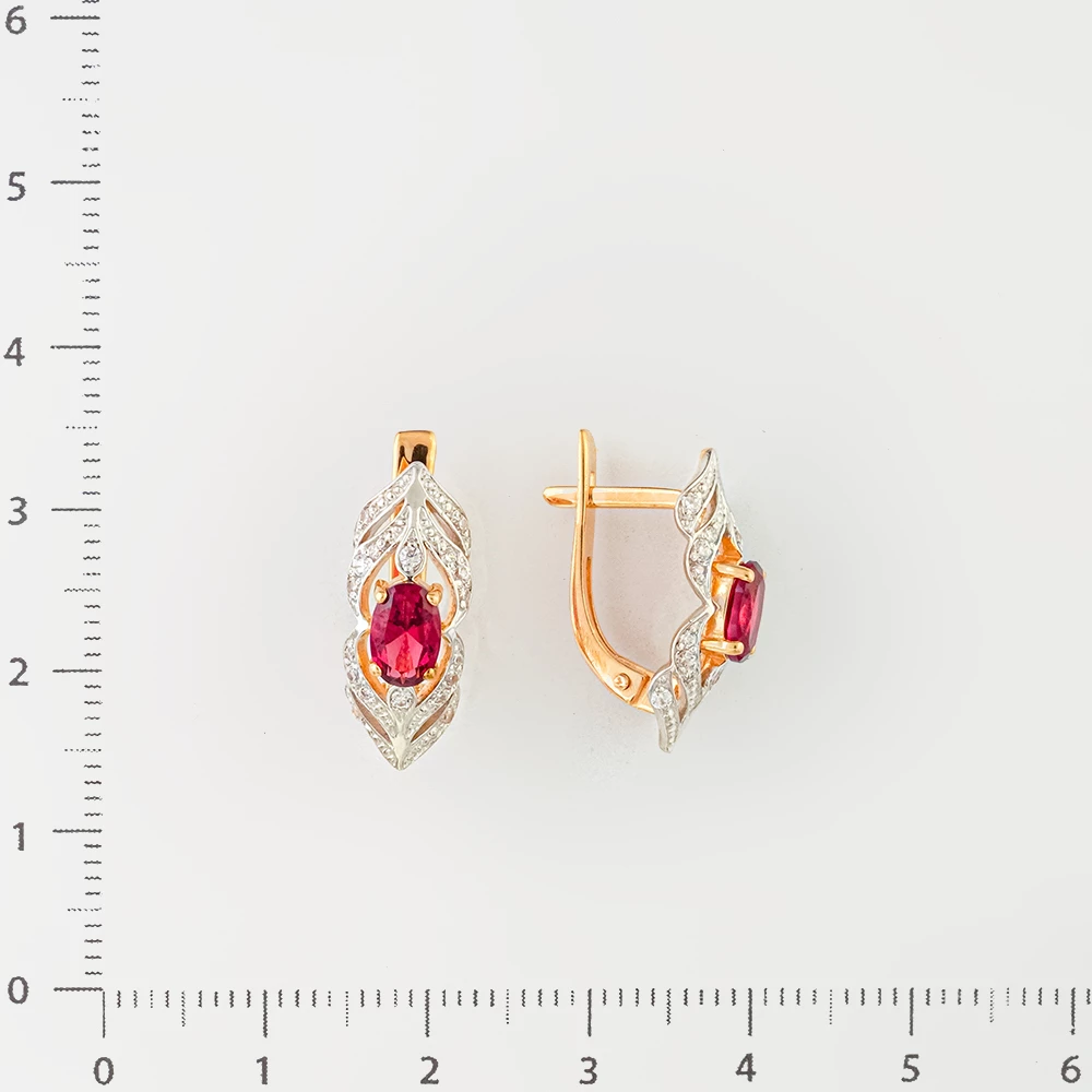 Серьги с гранатом из красного золота 585 пробы