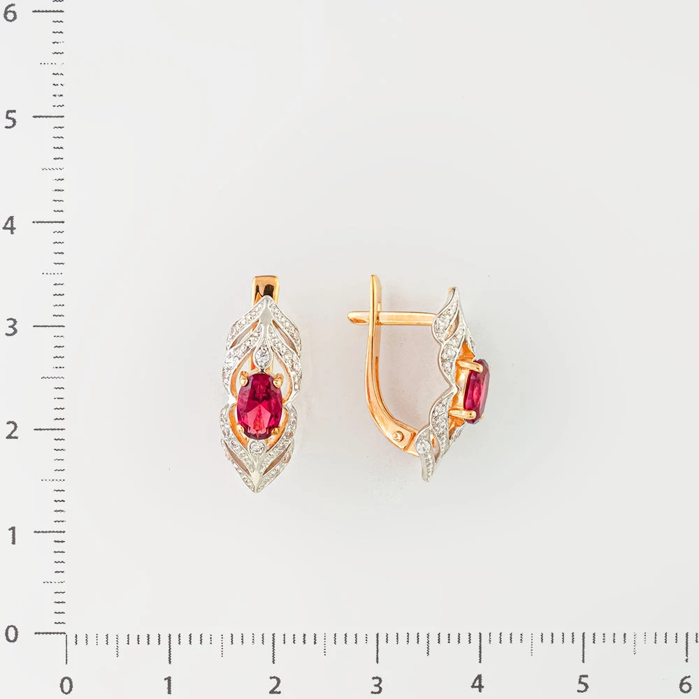 Серьги с гранатом из красного золота 585 пробы