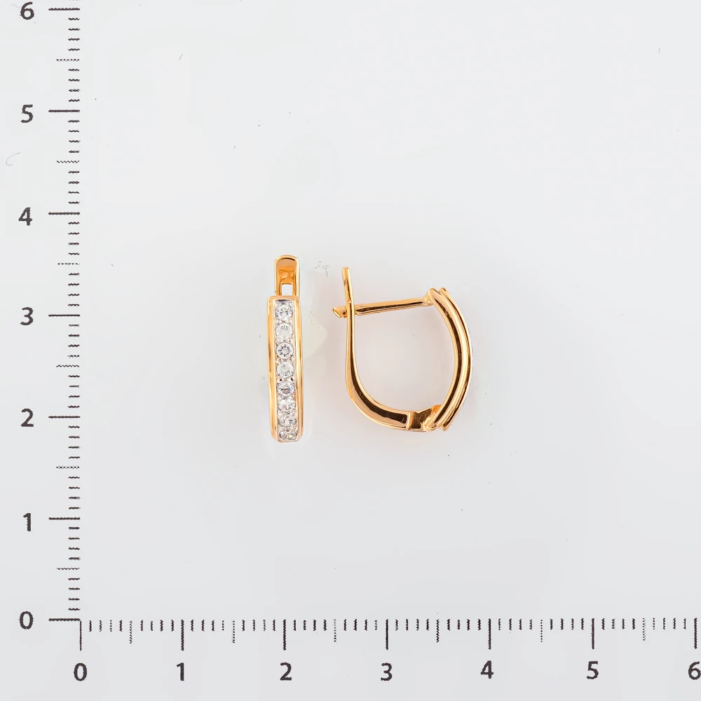 Серьги с фианитом из красного золота 585 пробы