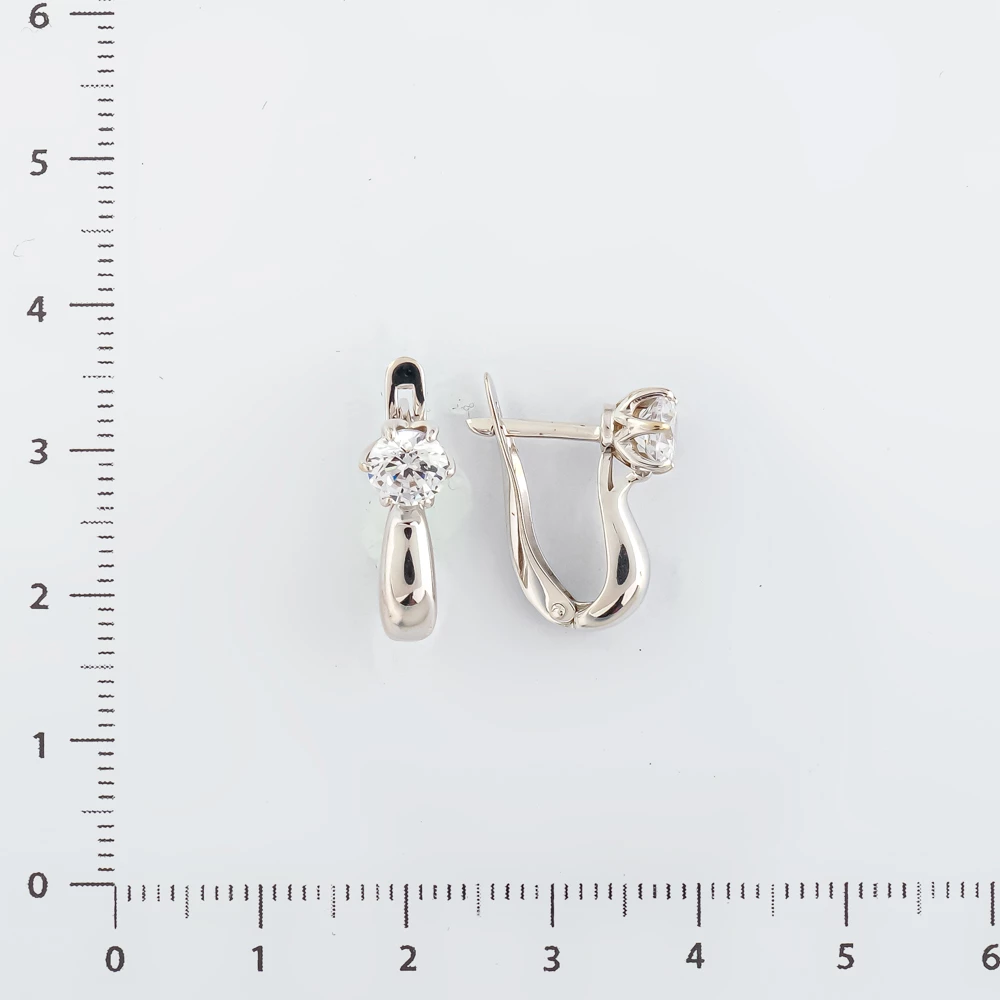 Серьги с фианитом из белого золота 585 пробы