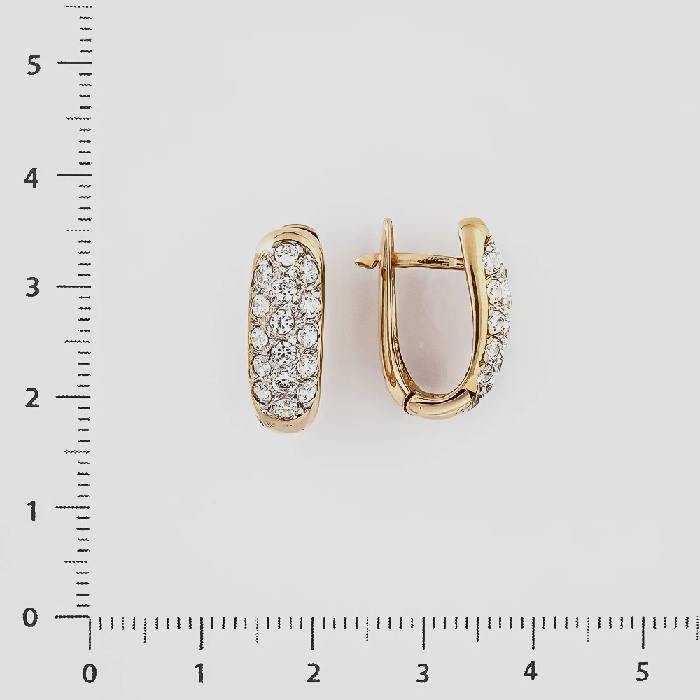 Серьги с фианитом из красного золота 585 пробы