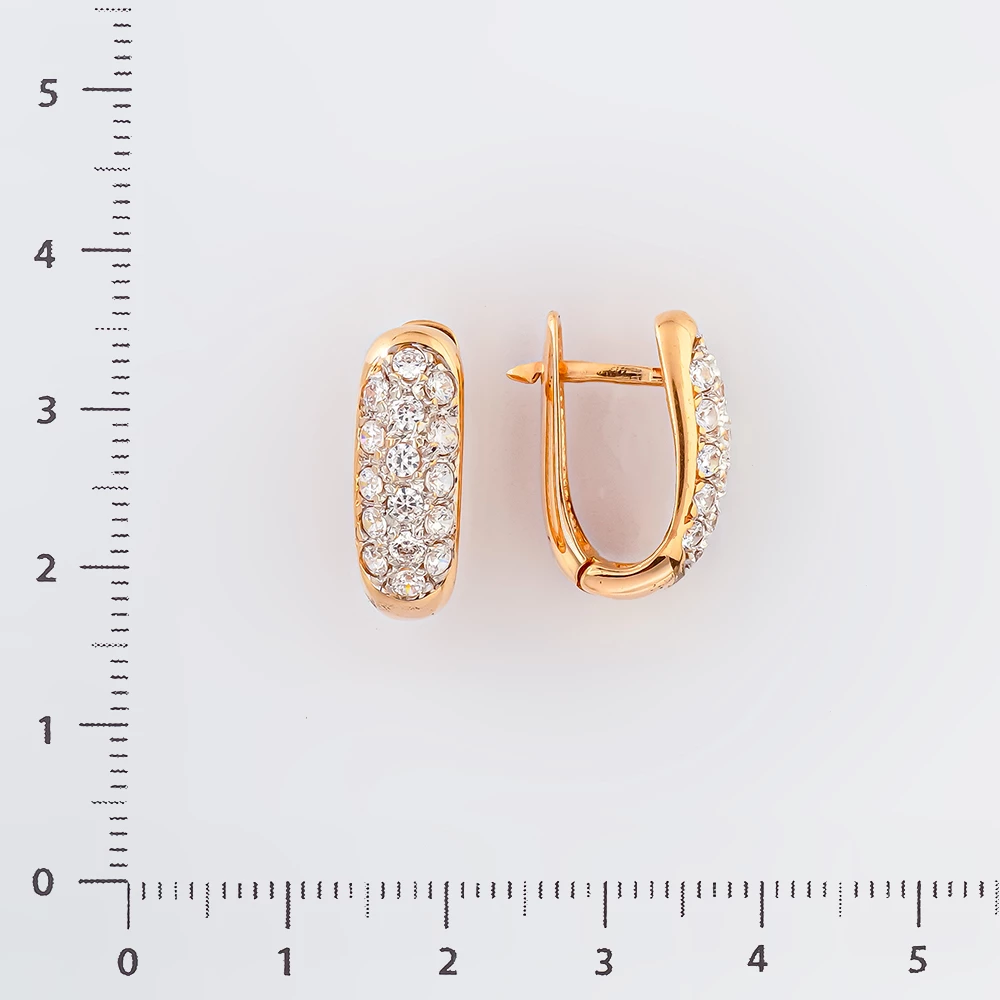 Серьги с фианитом из красного золота 585 пробы