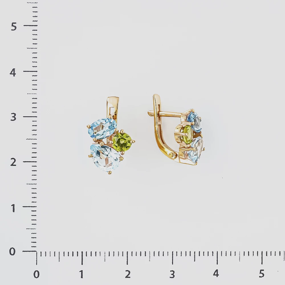 Серьги с топазом из красного золота 375 пробы