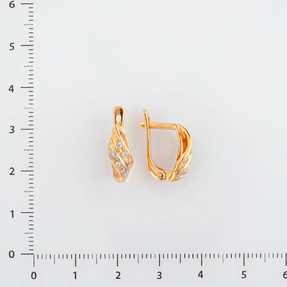 Серьги с фианитом из красного золота 585 пробы