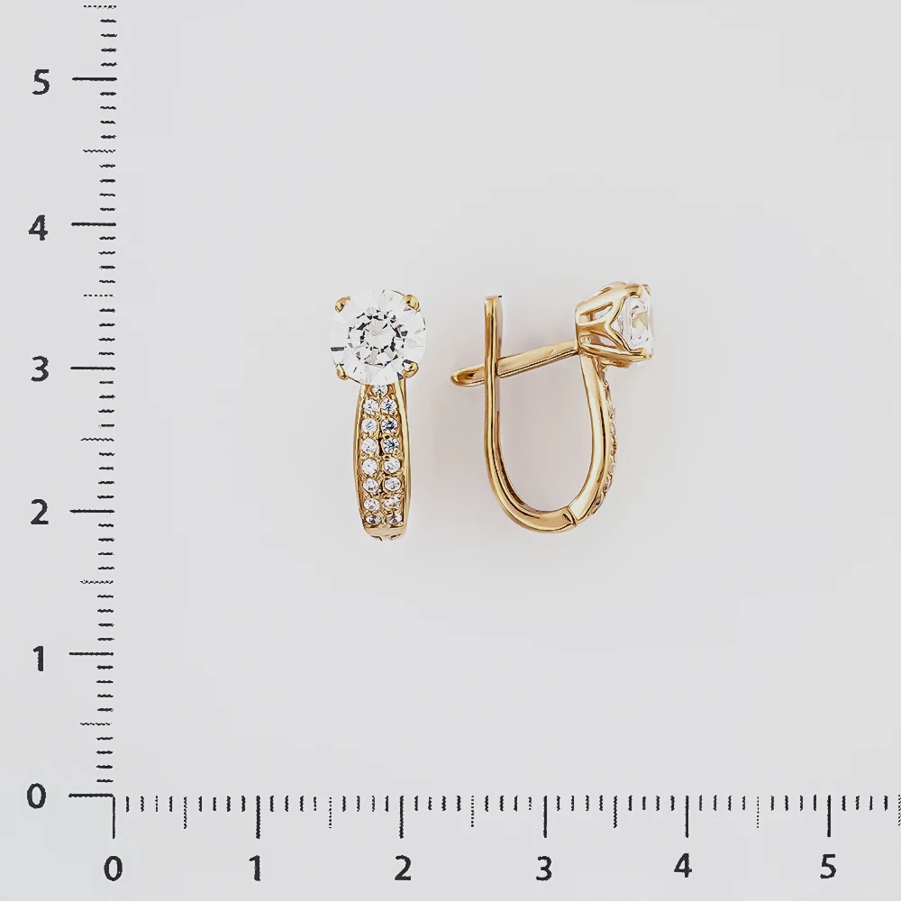 Серьги с фианитом из красного золота 585 пробы