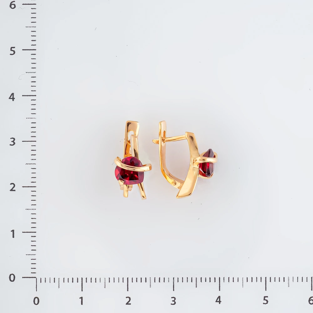 Серьги с гранатом из красного золота 585 пробы