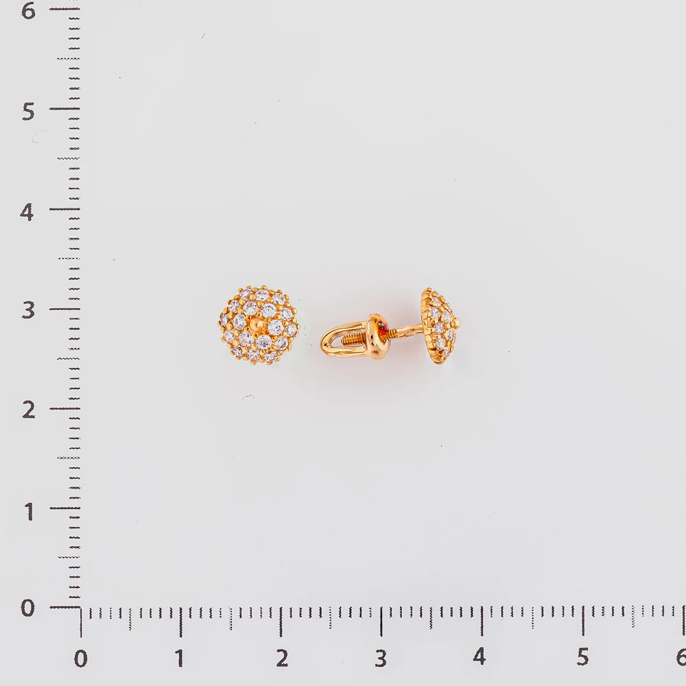 Серьги с фианитом из красного золота 585 пробы