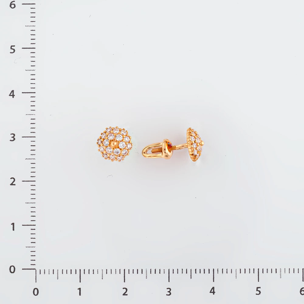 Серьги с фианитом из красного золота 585 пробы