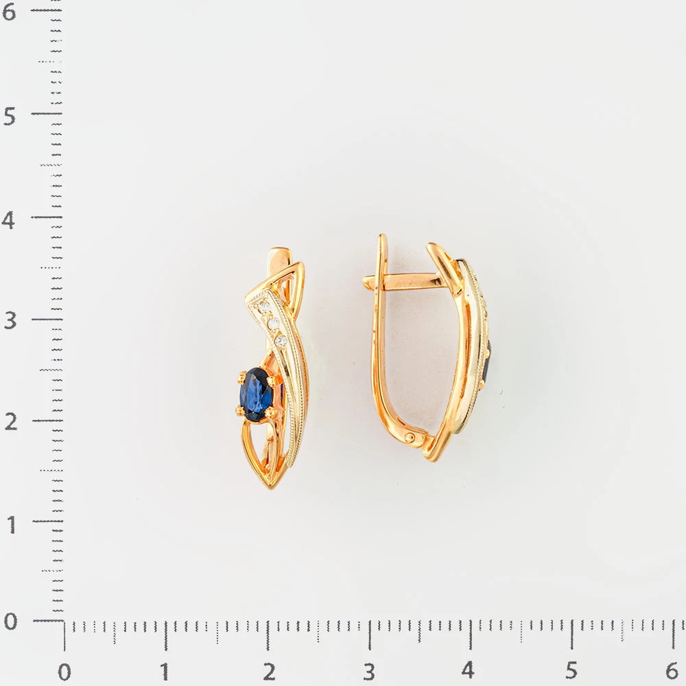 Серьги с сапфиром из красного золота 585 пробы