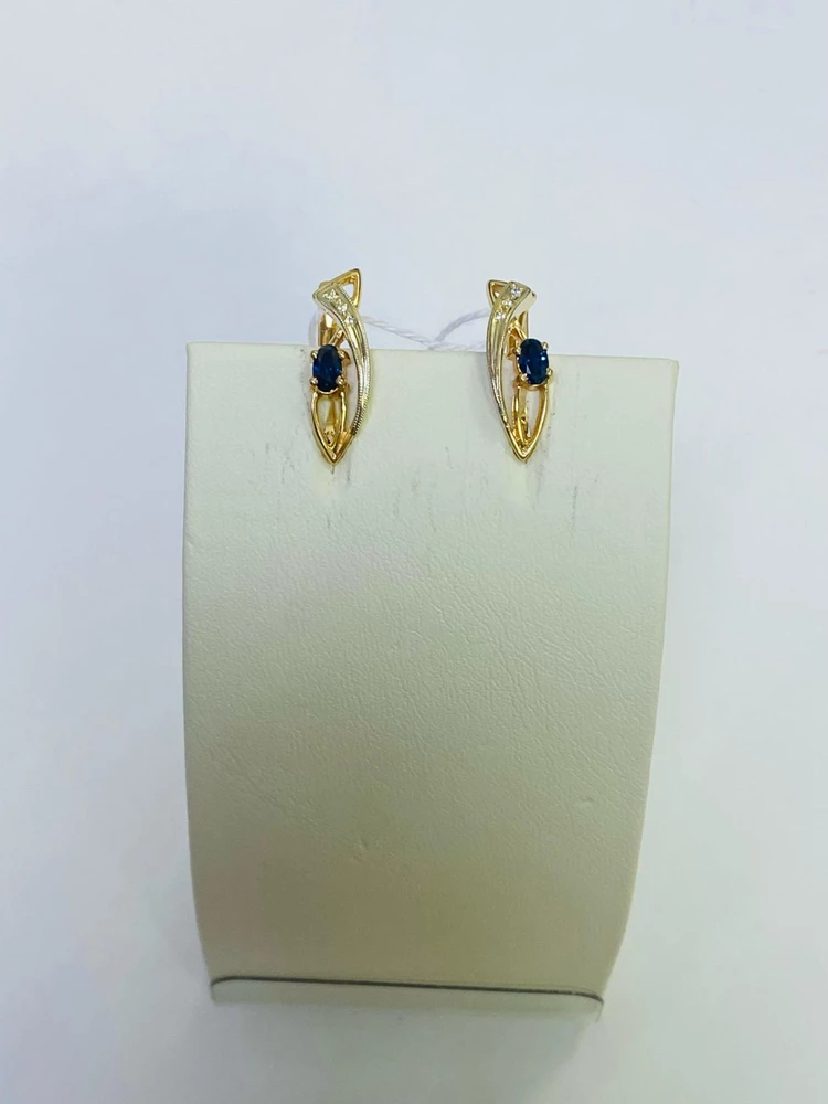 Серьги с сапфиром из красного золота 585 пробы