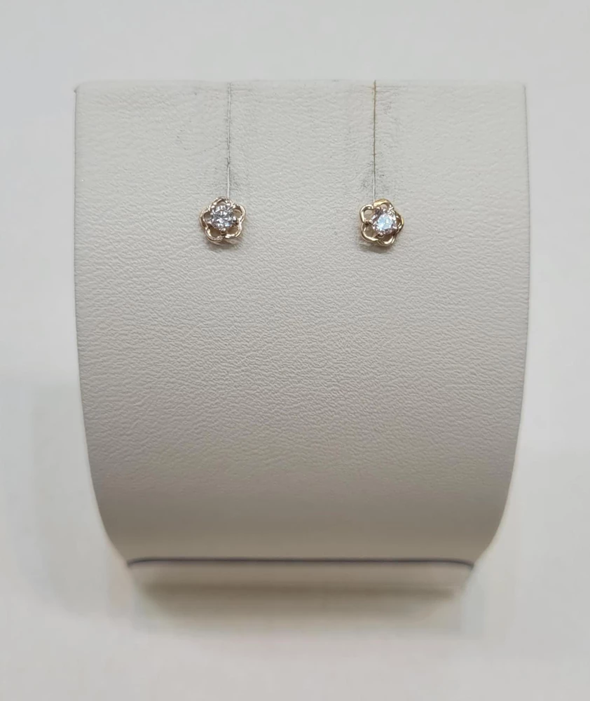 Серьги с фианитом из красного золота 585 пробы