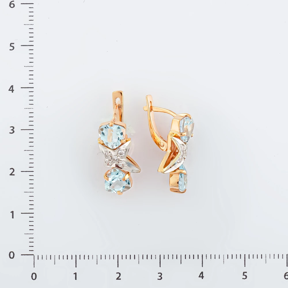 Серьги с топазом из красного золота 585 пробы