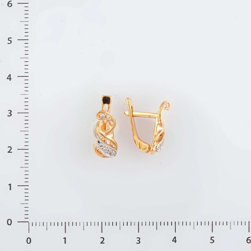 Серьги с фианитом из красного золота 585 пробы