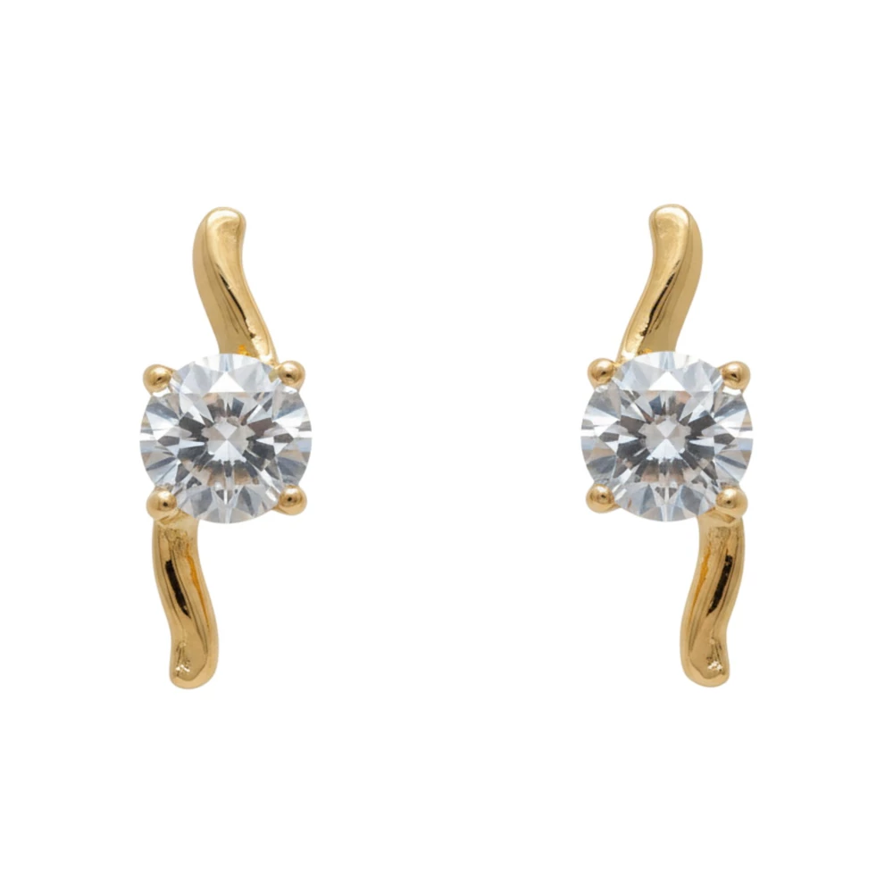 Серьги с фианитом из красного золота 585 пробы