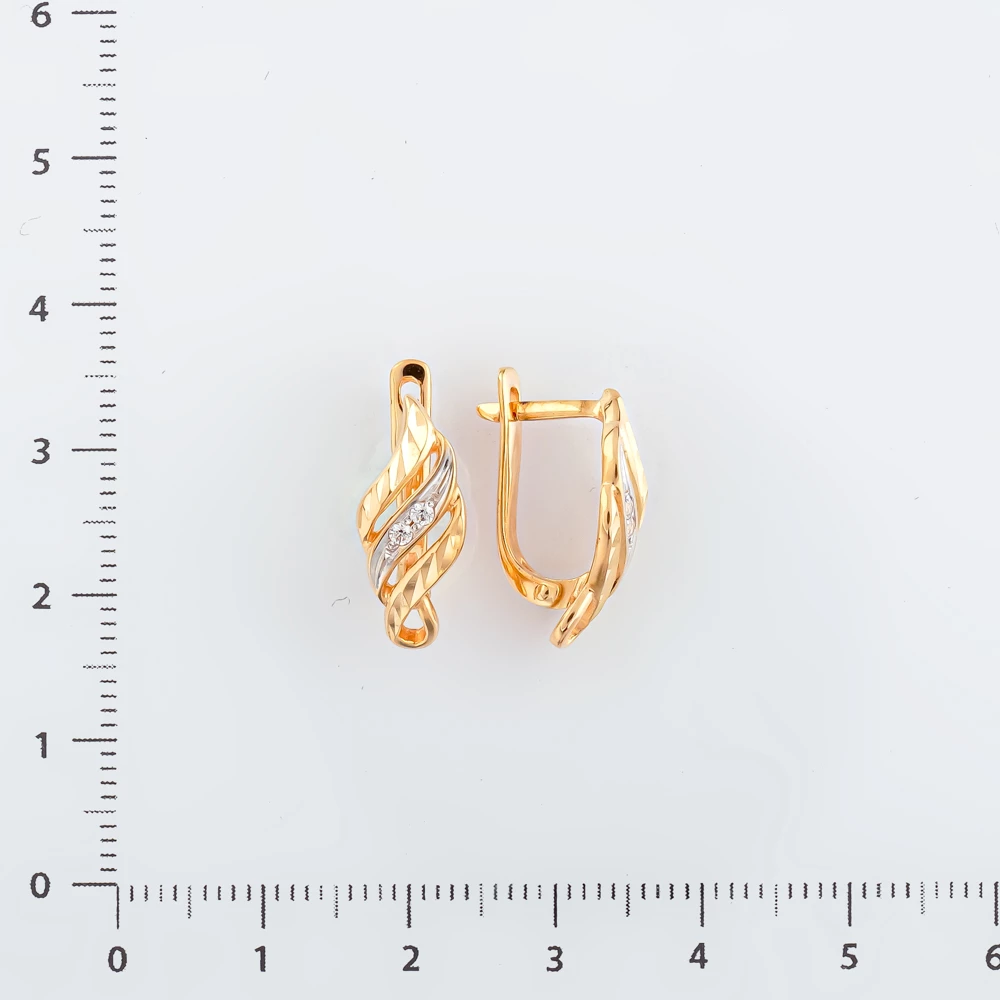 Серьги с фианитом из красного золота 585 пробы