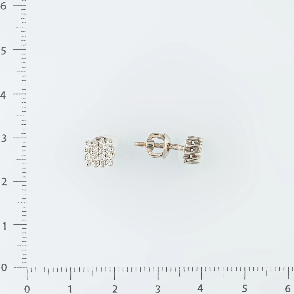 Серьги с бриллиантом из белого золота 585 пробы