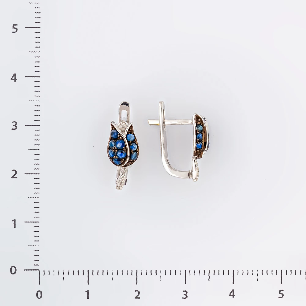 Серьги с сапфиром из белого золота 585 пробы 2