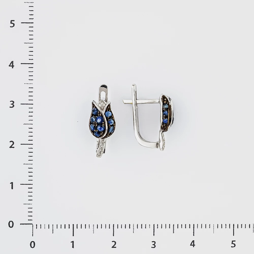 Серьги с сапфиром из белого золота 585 пробы