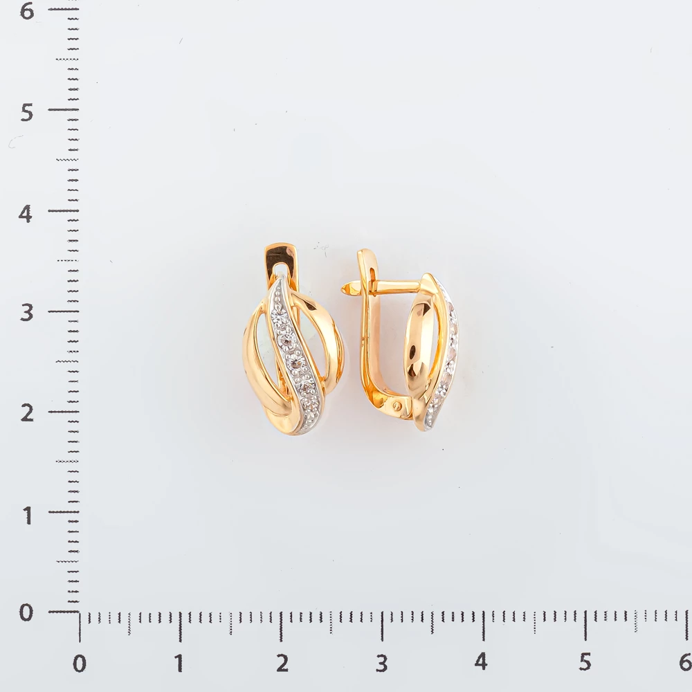 Серьги с фианитом из красного золота 585 пробы