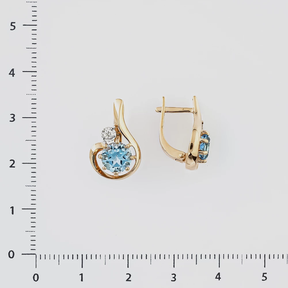 Серьги с топазом из красного золота 585 пробы