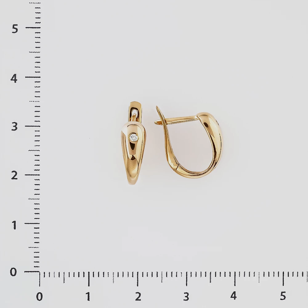 Серьги с бриллиантом из красного золота 585 пробы