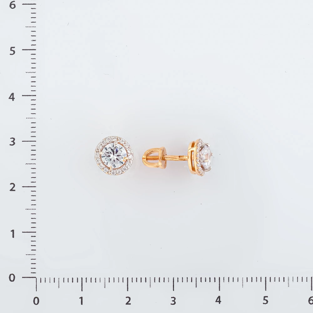 Серьги с фианитом из красного золота 585 пробы