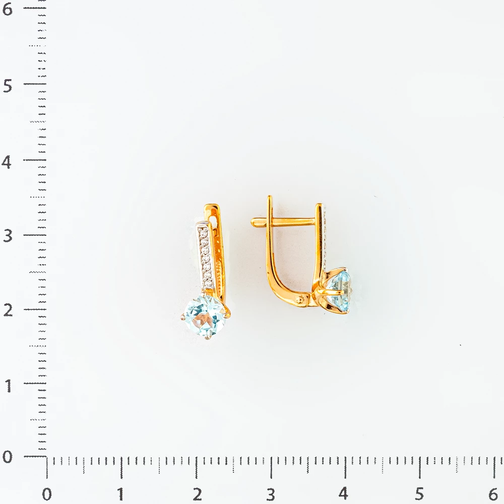 Серьги с топазом из красного золота 585 пробы
