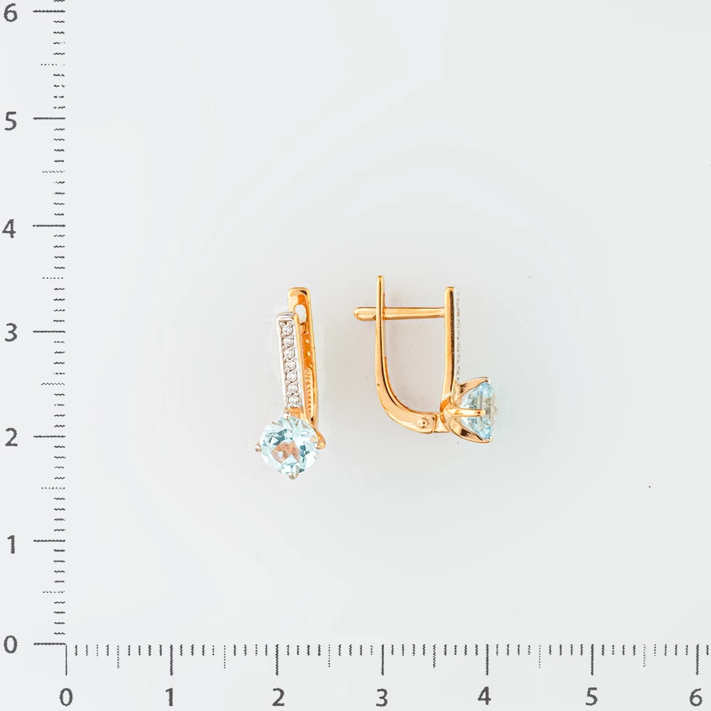 Серьги с топазом из красного золота 585 пробы