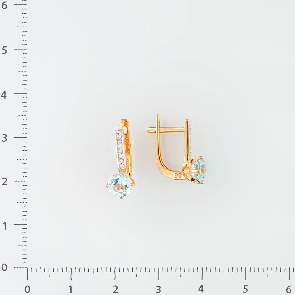 Серьги с топазом из красного золота 585 пробы