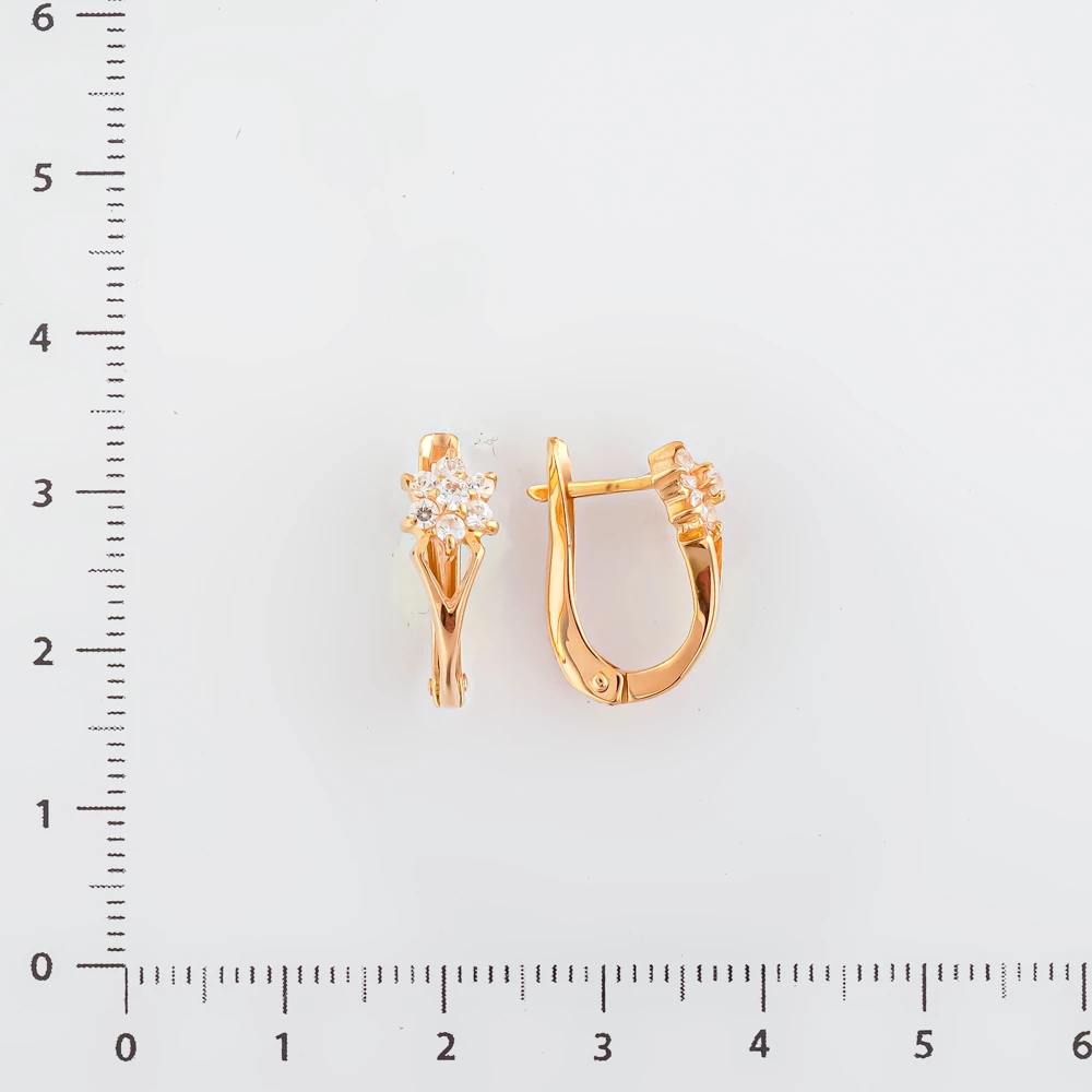 Серьги с фианитом из красного золота 585 пробы