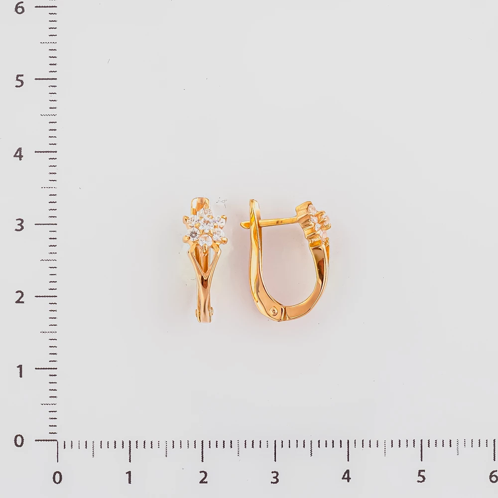 Серьги с фианитом из красного золота 585 пробы