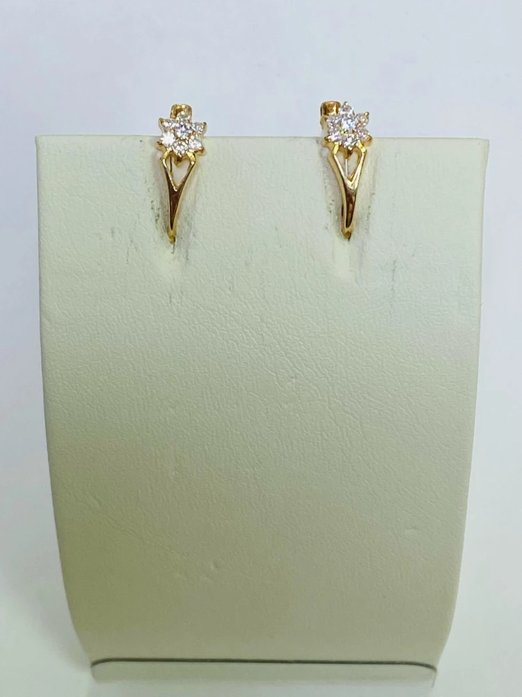 Серьги с фианитом из красного золота 585 пробы